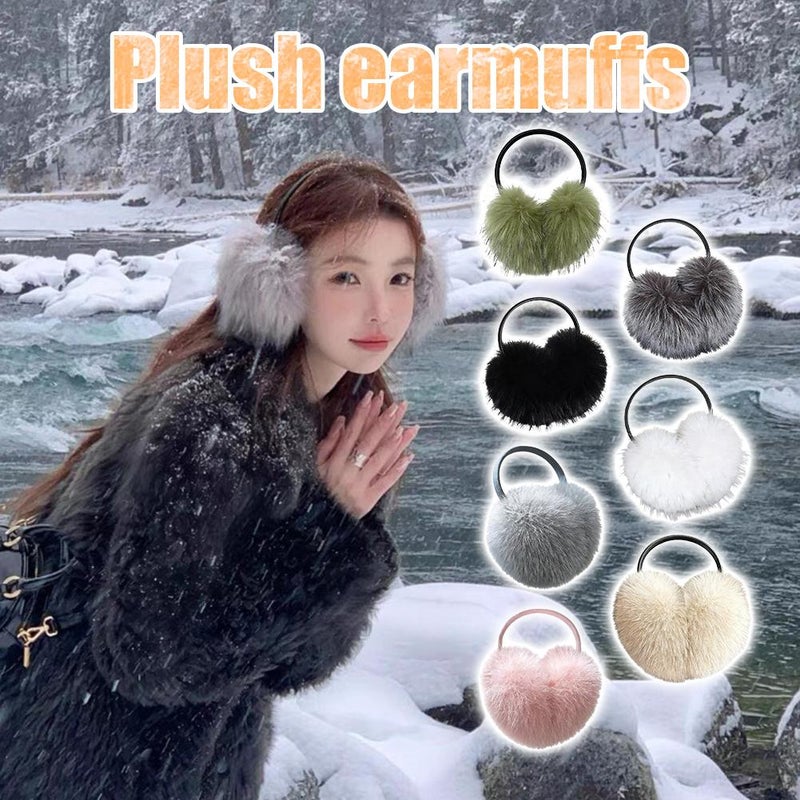 Women Winter Ear Muffs, Vintage Faux Fur Earmuffs, Fluffy Faux Fur EarMuffs Ear Warmers for Women Girls (Gray) - Image 2